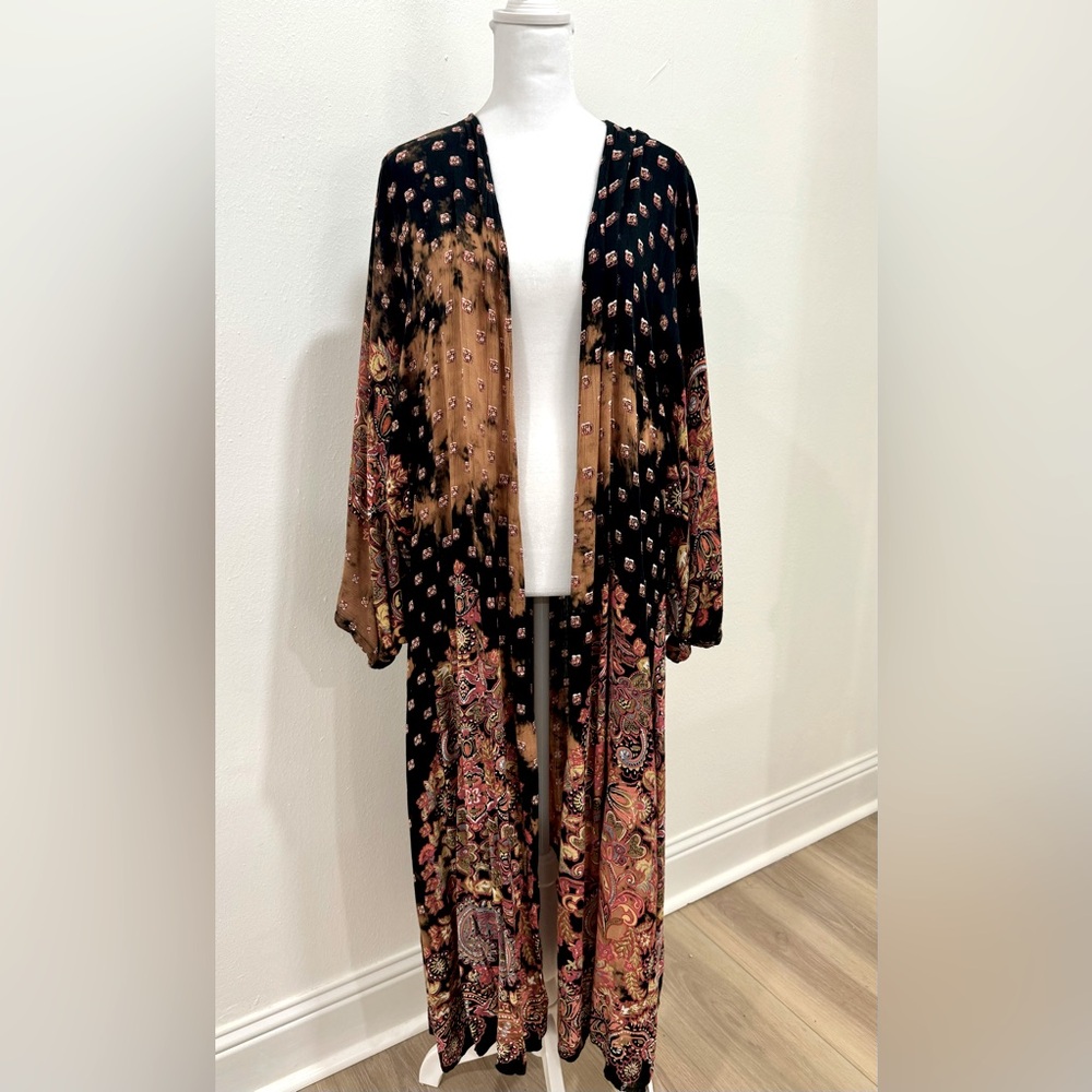 Angie tye dye floor length floral kimono